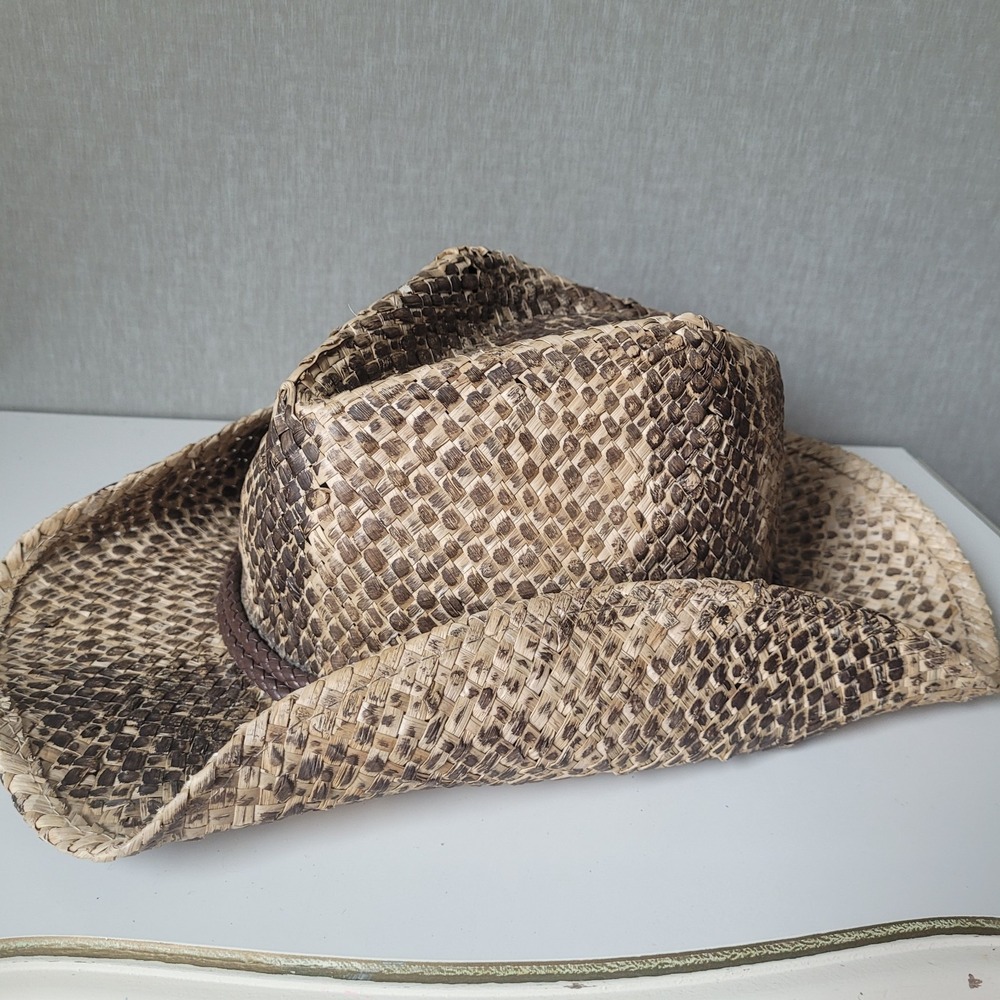 DPC Dorfman Pacific Co Seagrass Cowboy Hat Snakeskin Python Print TSC0621OS OSFM
